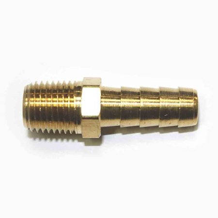 INTERSTATE PNEUMATICS Brass Hose Barb Fitting, Connector, 3/8 Inch Barb X 1/4 Inch NPT Male End, PK 6 FM46-D6